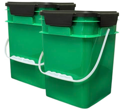 House Naturals 4 Gallon Square Food Grade Plastic Bucket with Lid, Made in USA (Pack of 2) BPA Free (Green) - color: Green