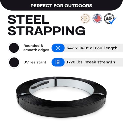 IDL Packaging 3/4" x .020" x 1860' Regular-Duty Steel Strapping Coil (1770 lbs Break Strength) - Painted and Waxed - Superior Cut-Resistance - Metal Straps for Pallet Banding, Extra-Heavyweight Loads - size: 3/4W" x 1860L'