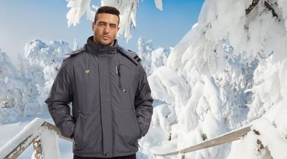 QPNGRP Mens Waterproof Ski Snowboard Jacket Winter Windproof Snow Coat - color: Cation Darkgray, size: Medium