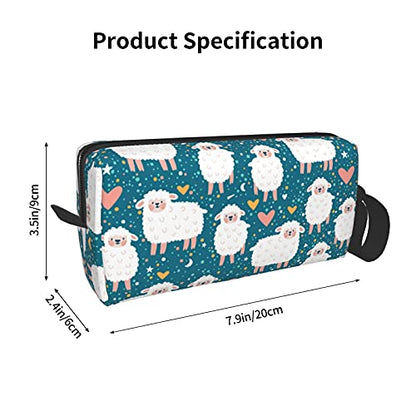 Cute Sheep Love Travel Makeup Bag Cosmetic Organizer Zipper Pouch