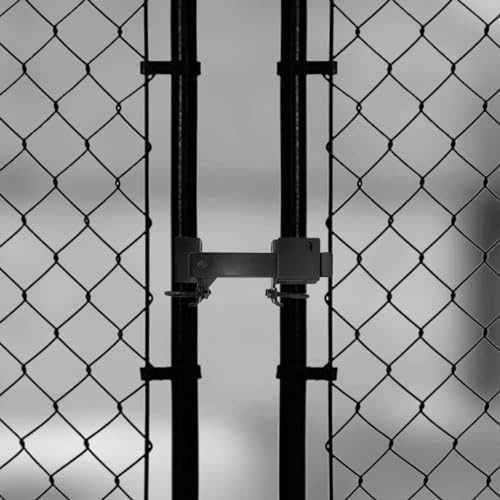 Black Powder Coated Commercial Strong Arm Double Gate Latch for Chain Link Fence – Securely Closes Two Gates Without Drop Rod, Fits 1-5/8" to 2" Frames, Heavy Duty Steel – 1 Latch - color: Black, size: COMMERCIAL