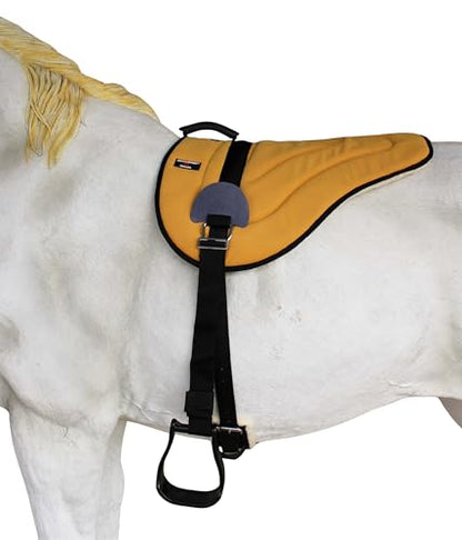 CHALLENGER Western Lightweight Bareback Saddle Pad with Fleece Bottom, Stirrups & Cinch – Contoured Synthetic Suede Top – 23" x 30" - color: Tan