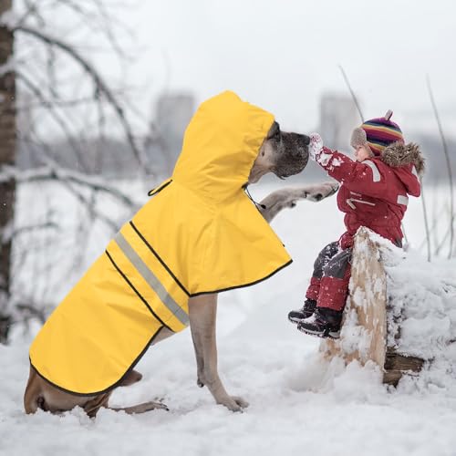 Raincoat Dogs - Waterproof Adjustable Pet Rain Coat Jacket, Lightweight Dog Hooded Rain Slicker Poncho with Reflective Strip for Small Puppies (Yellow, Small) - color: Yellow, size: Small