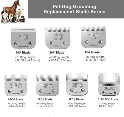 7PCS Dog Grooming Blades Compatible with Andis Dog Clippers - size: Blades-007