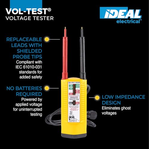 Ideal Electrical Vol-Test Voltage Tester, 61-065, CAT III 600V