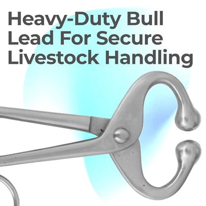 Heavy-Duty Bull Lead with Chain, 13.5" Chain, 7-3/4" Overall Length, Cattle Lead, Livestock Management, Animal Restraint, Bull Control, Bovine Handling, Farm Tools, Livestock Control