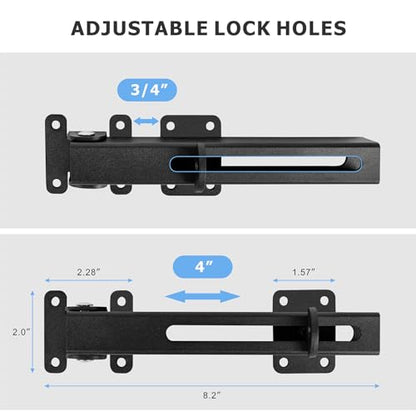 Flip Gate Latch Lock with Padlock Hole, Safety Door Bolt Latch Lock, Barn Door Lock Adjustable Door Latch for Swing Door, Outdoor Wooden Fence, Shed, Garage, Yard, Matte Black