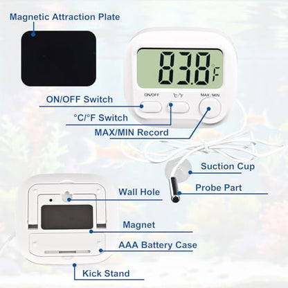 Digital Aquarium Water Thermometer,HD LCD Screen Fish Tank Thermometer