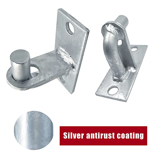 2 Pack Wall Mount Gate Hinges, Heavy Duty Chain Link Fence Gate Hinges with 5/8 Hinge Pin for Fences & Farm Gates, Silver - color: Silver-2pcs