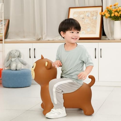 INPANY Bouncy Monkey Hopper Toys, Kids Ride on Rubber Bouncer | Eco-Friendly PVC, Low Center Gravity, Cute Cartoon Design, Load 100 Lbs, Learn & Exercise & Active Fun, Gifts for 2-4 Kids - color: Brown Monkey
