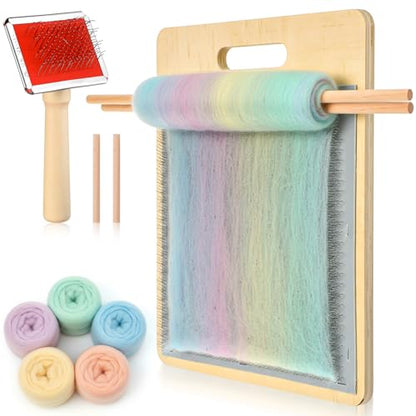 4 Pcs Wool Blending Board Carding Brush Set, Wool Hand Carders, Wooden Carding Brush, Felted Carder for DIY Projects, Felt Needle Project Craft