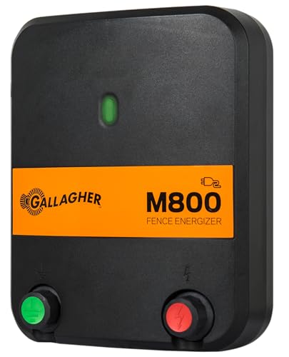 Gallagher M800 Electric Fence Charger | Powers Up to 90 Miles / 520 Acres of Clean Fence | 8.0 Joule 110v Fence Energizer for Livestock, Pastures, and Wildlife Exclusion