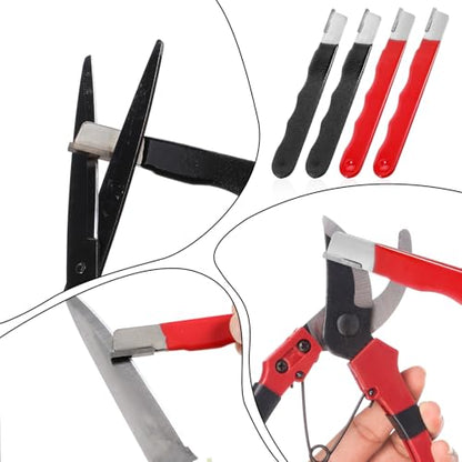4 Pack Garden Tool Sharpener Portable Knife Sharpener Garden Knife Sharpeners Mini Speedy Edge Sharpening Multipurpose Carbide for Trimming Knives Cutter Scissor Axe Clipper Pruners
