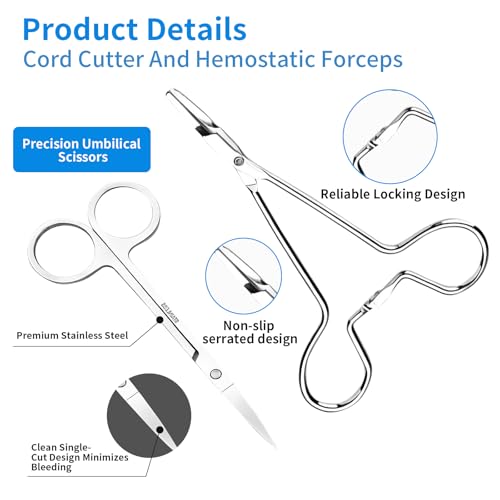 Animal Birth Kit: Clamps, Hemostat, Feeding Tube & Collars for Puppies | Complete kit for puppies, kittens, lambs. Includes 15 clamps, scissors, bulb syringe. Trusted for farm & home use.