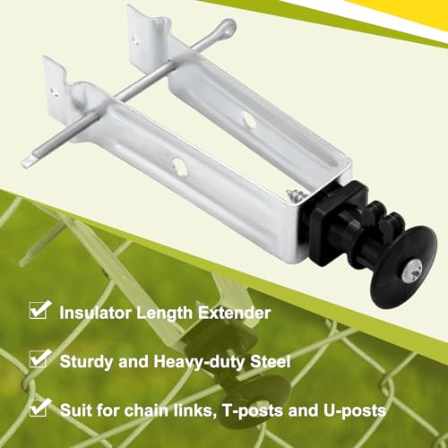 Tondiamo Chain Link Insulator Electric Fence Stainless Steel Insulator T Post Extender Wire Holders for Chain Link and Studded T & U-Posts Tubing(Black,50 Pcs) - color: Black