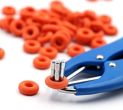 Goat Banding Tools Livestock Bander and Bands Kit with 1pc Expander Plier, 100pcs Rings (Blue Orange and Green)