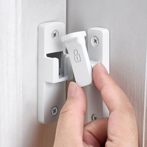 Matte White 90 Degree Barn Door Lock ，Right Angle Door Lock Latch - color: Matte White_90 Degree