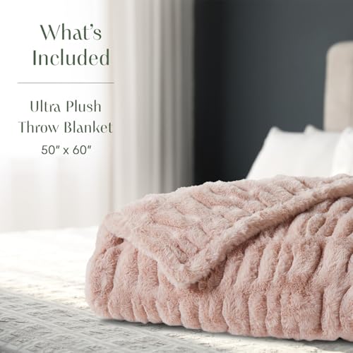 Springtree Home Luxury Micro Plush Throw Blanket | Thick Faux Fur | Pink | Lily Collection | 50" x 60" | Pink Blanket | Ultra Plush - color: Pale Pink, size: 50" x 60" (Medium)