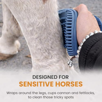 Epona Noble Blue Flexible Glossy Curry Comb for Horses – Soft, Ergonomic Grooming Brush with Flexible Tines for Deep Cleaning, Massage & Shedding Care (Noble Blue) - color: Noble Blue
