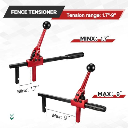 LEIFIDE 1 Pc Chain Link Fence Stretcher Tool, Ratcheting Wire Tightener Puller, 1.7''-9'' Tension Range, Tilted Base Hooked Groove, One-Hand Operation (15.8 Inch,Red) - color: Red, size: 15.8 Inch