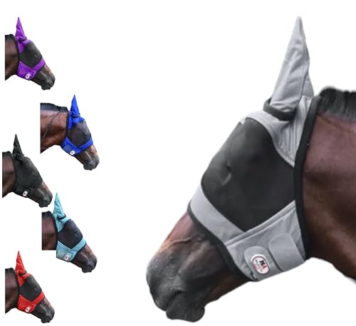 Majestic Ally Horse Fly Mask with Ears, Silver - color: Silver