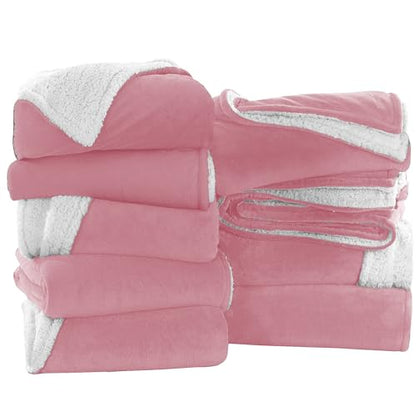 IR Imperial Rooms 9 Pack Bulk Queen Sherpa Blankets 90x90 Baby Pink - color: Baby Pink, size: Full/Queen (Pack of 9)