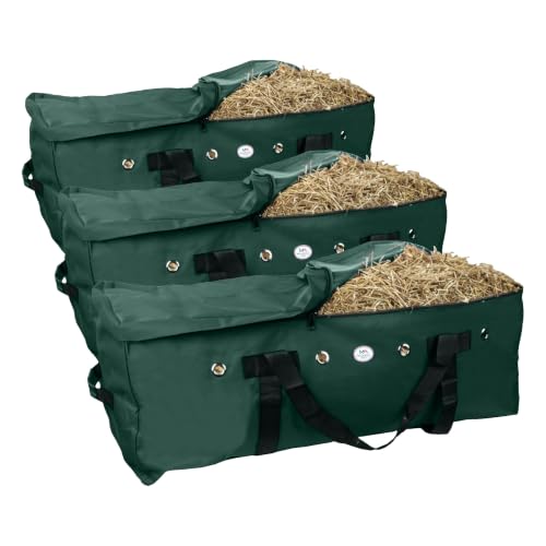 Majestic Ally 1200 D Nylon Fabric Large 44” x 20” x 16” and Extra Large 52" x 27" x21" Heavy-Duty Hay Bale Storage Bag (Hunter Green, X-Large) (Pack of 3) - color: Hunter Green, size: Extra Large (Pack of 3)