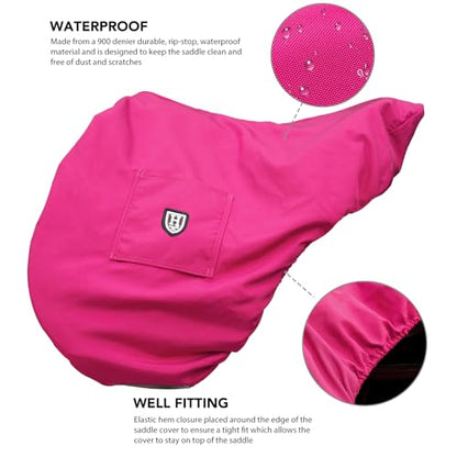 Harrison Howard Premium English Saddle Cover, Waterproof & Breathable Fleece-Lined Protective Saddle Cover - color: Magenta, size: GP/CC-One Size