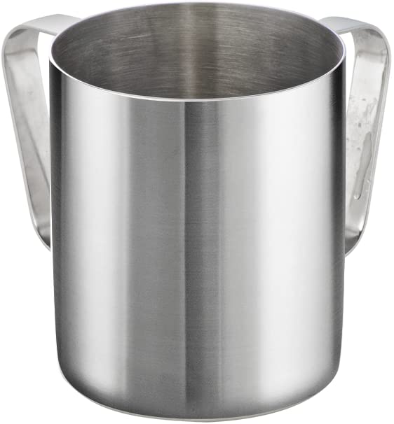 The Kosher Cook Stainless Steel Netilat Yadayim Cup - Medium 5” Straight Solid - Dual Handle - Rust, Break and Crack Proof Negel Vasser Cup - Judaica Gift Collection