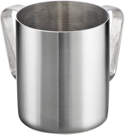 The Kosher Cook Stainless Steel Netilat Yadayim Cup - Medium 5” Straight Solid - Dual Handle - Rust, Break and Crack Proof Negel Vasser Cup - Judaica Gift Collection