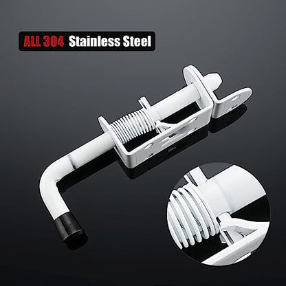 JQK Spring Loaded Latch Pin, 304 Stainless Steel Barrel Bolt Thickened 2mm Door Lock, 5 Inch Matte White Finished(2 Pack), HSB300-WH-P2 - color: White, size: 5Inch - 2Pack
