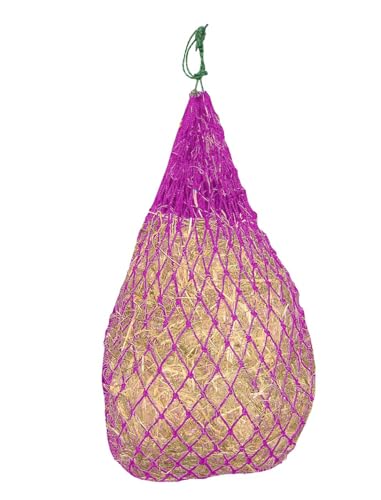 Set of 2 52" Eager Feeder Hay Nets with 2" Holes, Fits 6-8 Flakes of Hay, Includes Steel Snaps for Easy Hanging (52", Hot Pink) - color: Hot Pink