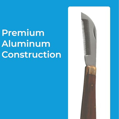 Mane & Tail Comb for Horses – Heavy-Duty, Ergonomic Design with Fold-Up Thinning Comb for Easy Carry & Wooden Handle – Ideal for Gentle Detangling, Grooming, and Equine Hair Care - size: One Size (Wooden Handle)