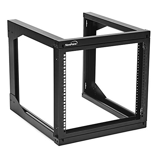 NavePoint 9U Server Rack with Swing Gate - Wall Mount Rack for 19 Inch IT & AV Equipment - 24' Deep, Black - size: 9U - 24in Deep