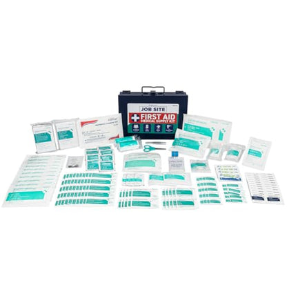 First Aid Kit for Job Site, Contruction & Contractor, Metal Case, 200 Piece | OSHA Compliant, Heavy Duty, Wall Mount & Portable