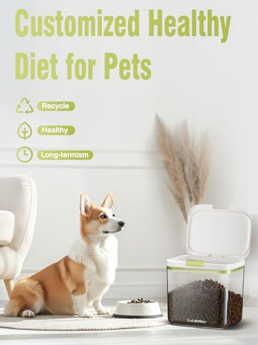 LivLab Mker 5.8lbs/98OZ/5.3qt Airtight Dog food storage container with lids,Dog Treat Container With Measuring cup,Dry Pet Food storage bin for Dogs,Cats,and Birds 5.5L