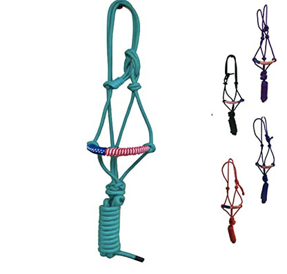 Majestic Ally Poly Braided Patriotic Nose Poly Rope Halter and 10' Matching Lead - color: Turquoise