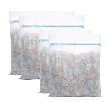 4 Pack Large Fine Mesh Laundry Bags for Delicates, 2pcs 24" x 24" & 2pcs 20" x 24" Extra Large Washing Machine Bags with Auto-Lock Zipper, Protective Wash Bag for Bedding Garments Travel Storage