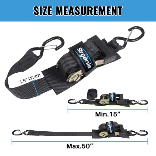 1.6IN 4FT Transom Tie Down Straps Heavy Duty Ratchet Straps - size: 1.6" x 4'