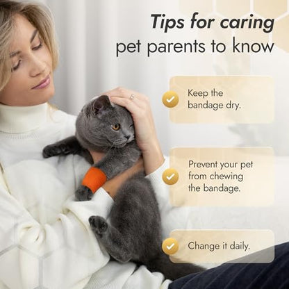 Cat & Dog Bandages for Wounds Protect from Licking and Dirt – Set of 4 pcs x 5 cm + 2 pcs x 10 cm – Dog Wound Care from Natural Rubber Latex - size: 4 pcs x 5 cm + 2 pcs x 10 cm