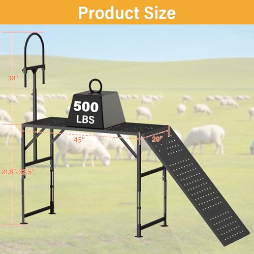 Goat Milking Stand with a Ramp, Metal Livestock Stand 45“ x 20" - size: 45" x 20" with Ramp