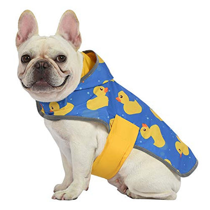 HDE 2-in-1 Reversible Dog Raincoat Hooded Poncho Rain Jacket YLW Duck M - color: Ducks / Yellow, size: Medium