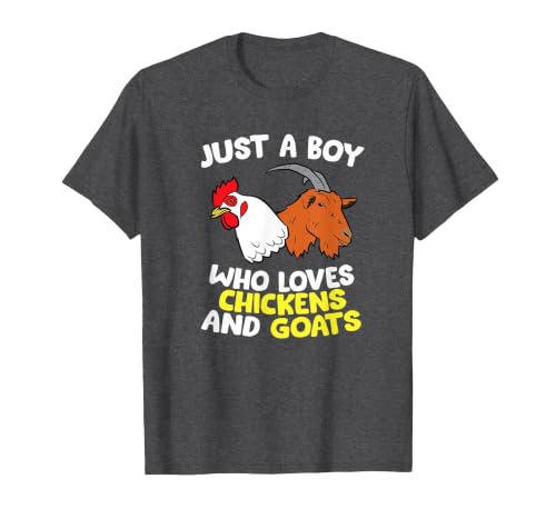 Just a Boy Who Loves Chickens and Goats T-Shirt - color: Dark Heather Grey, size: Medium