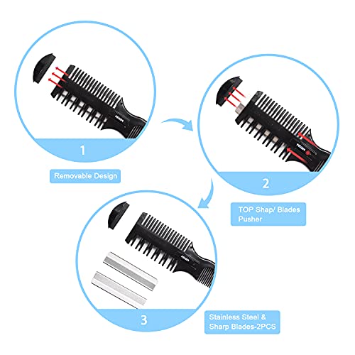 Hair Cutting Comb - Double Edge Razor for Thin and Thick Hair Trimming and Styling with 5 PCS Spare Blades - size: Medium