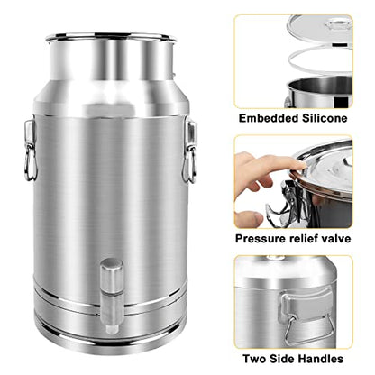 304 Stainless Steel Milk Can，35L Milk Bucket Wine Pail Bucket 9.25 Gallon Milk Can Tote Jug with Sealed Lid Heavy Duty for Milk and Wine Liquid Storage - size: 35L