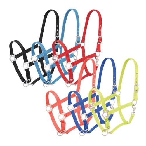 Tough1 Nylon Horse Halter with Satin Hardware - color: Light Blue