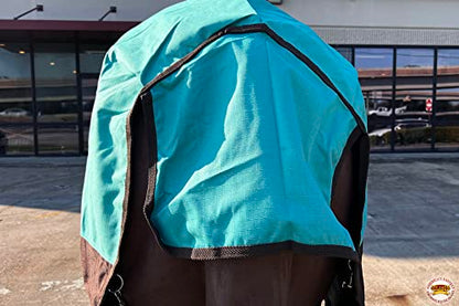 Waterproof Horse Turnout Sheet Hilason 1200D Rip-Stop Lightweight Rain Sheet with Belly Wrap Taffeta Lining Shoulder Gussets