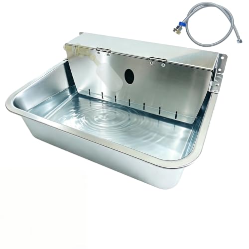 Stainless Steel Automatic Pet Waterer with Flip-Top & Wall Mount - size: Large-Flip cover