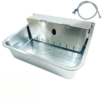 Stainless Steel Automatic Pet Waterer with Flip-Top & Wall Mount - size: Large-Flip cover