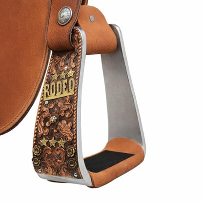 Horse Western 5" Wide Rodeo Engraved Aluminum Angled Show Stirrups 51260